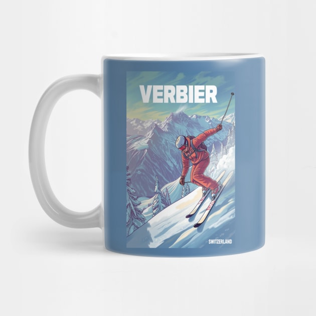 Verbier Switzerland Ski by Studio Red Koala